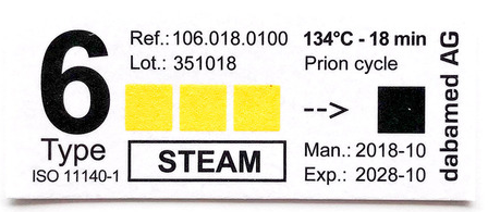 Indikatoretikette 134° Prion (Class 6)