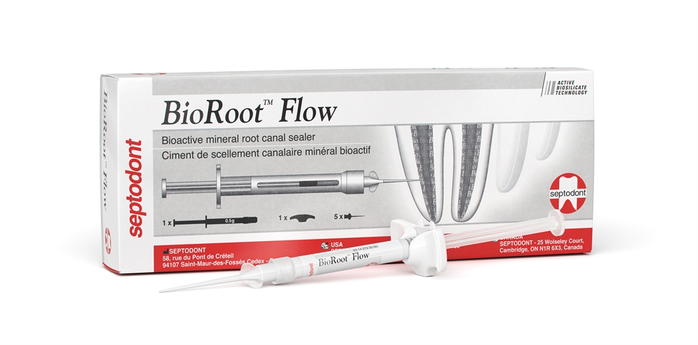 BioRoot RCS Flow, Spritze, 1x Fingergriff und 20 intra-orale Spitzen.